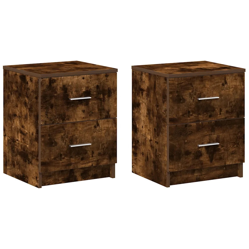 Comodini 2 pz con 2 Cassetti Rovere Fumo 40x36x50 cm 858794