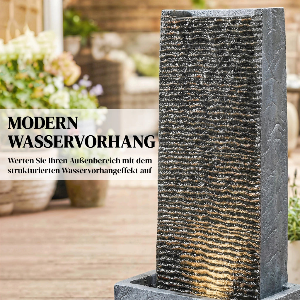 Fontana da giardino a 2 livelli con illuminazione LED e pompa effetto granito ¨C Xylo ¨C 37,5x22x80 cm