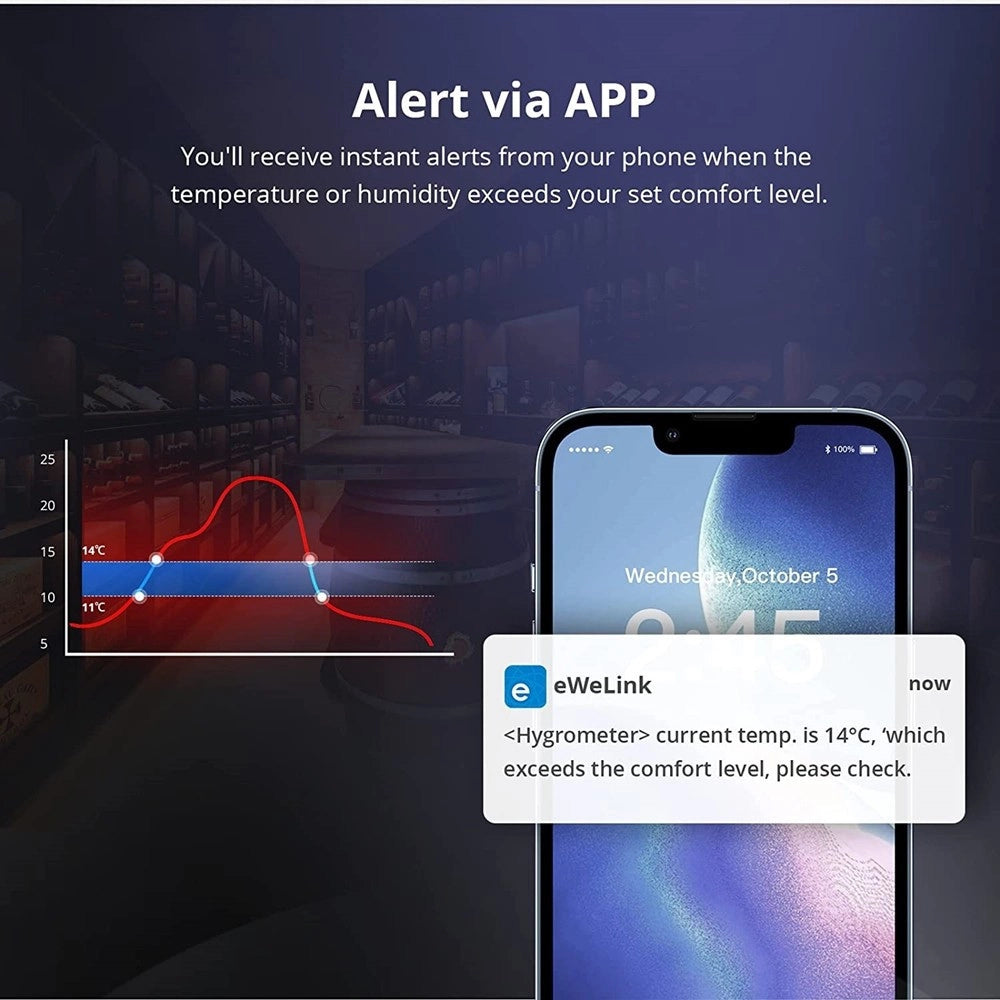 Trade Shop - Mini Sensore Temperatura Umidità Termometro Igrometro Display Lcd Sonoff Snzb-02d -