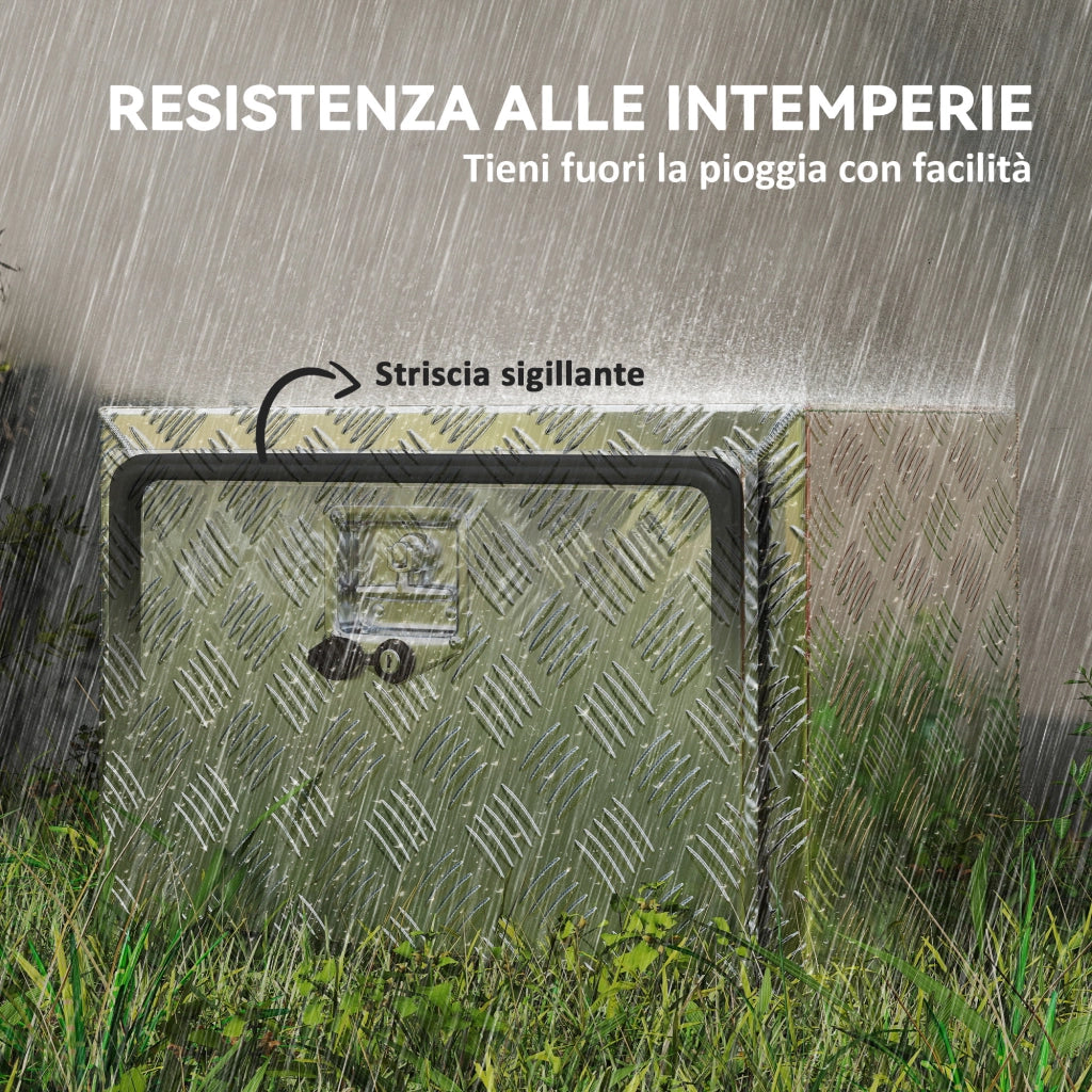 Cassetta degli Attrezzi Box Portautensili 60,9x35,5x40,6cm in Alluminio Argento
