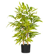 Bambù Artificiale con Vaso, Pianta Sintetica Verde Alta 60 cm, Tronco Rami e Foglie, Realistica per Casa e Ufficio