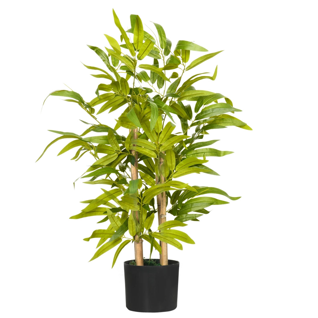 Bambù Artificiale con Vaso, Pianta Sintetica Verde Alta 60 cm, Tronco Rami e Foglie, Realistica per Casa e Ufficio