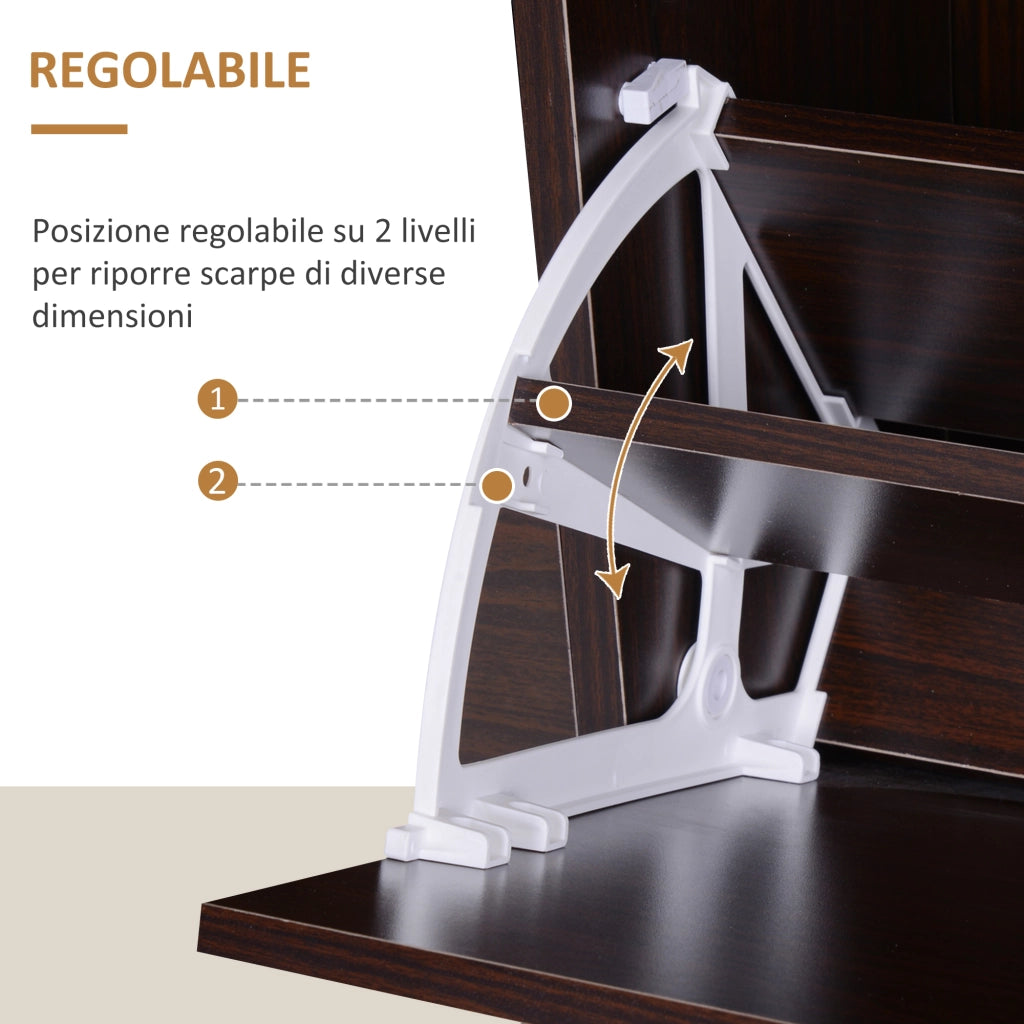 Scarpiera Salvaspazio con 4 Cassetti da 24 Paia 120x24x81 cm in Legno Marrone