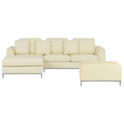 Divano ad angolo rivestito in pelle beige con orientamento a versione destra a forma di L ottomana
