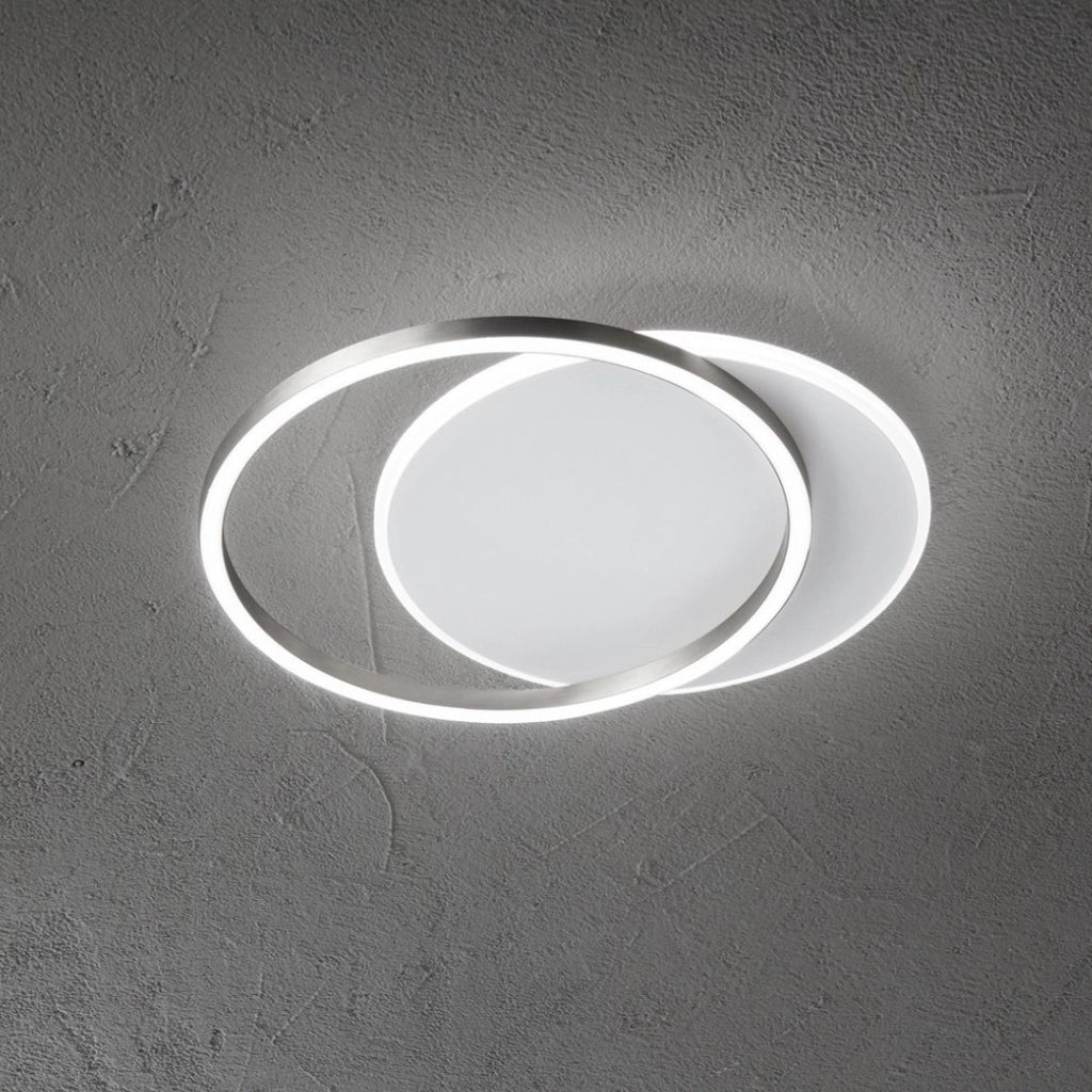 Plafoniera LED Serie 8195 in Metallo e Alluminio Colore Grigio Titanio 60W, 4800lm, Dimmerabile, Design Moderno ed Elegante per Interni - Perenz