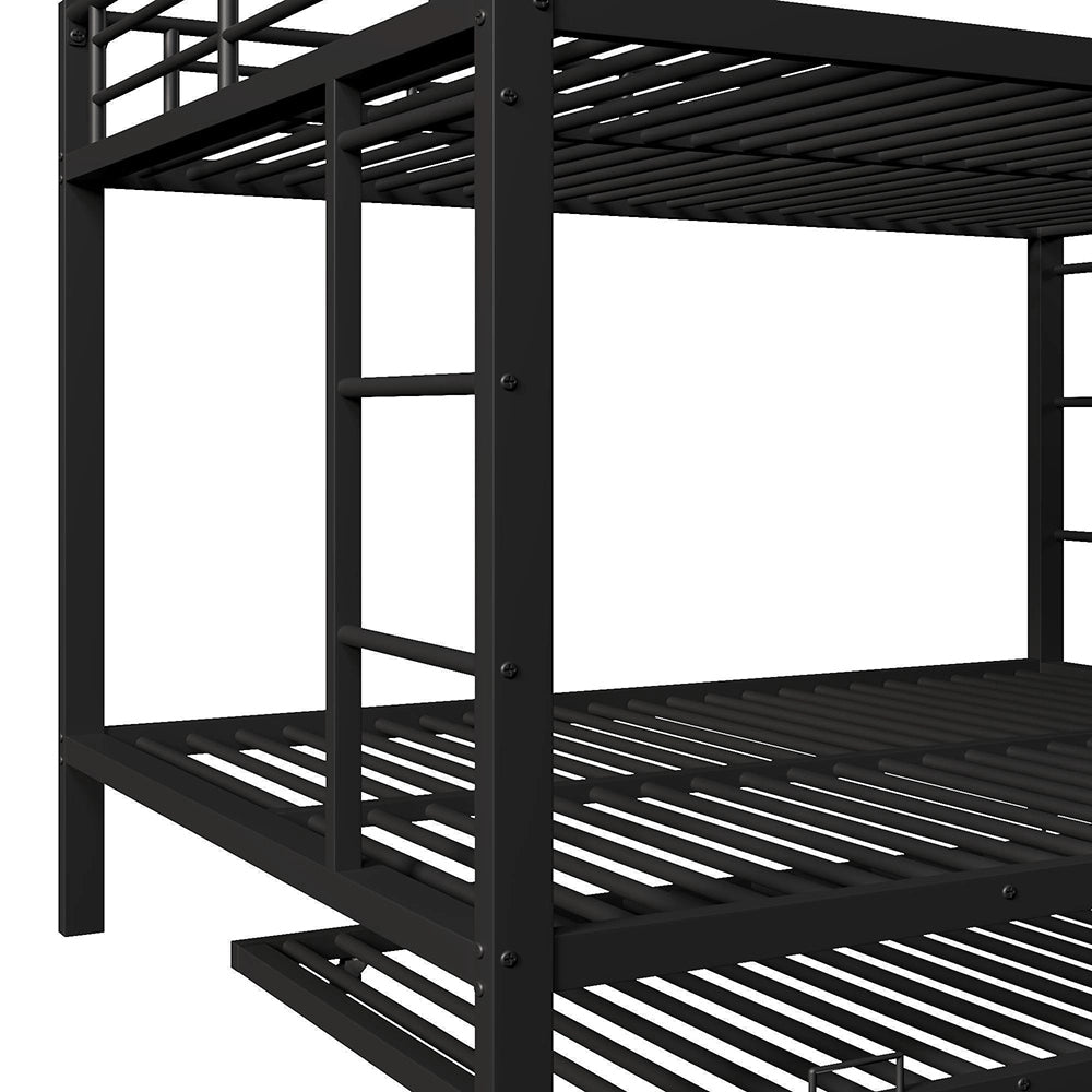 Letto a castello metallico-Xylo-140x200cm, barriera alta, nero