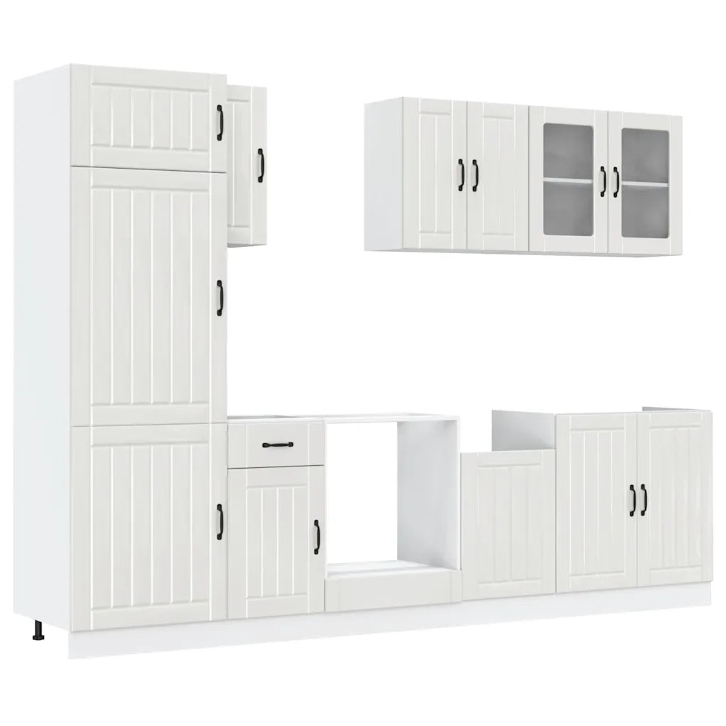 Set Mobili da Cucina 8 pz Lucca Bianchi Lucido in Truciolato 3314803