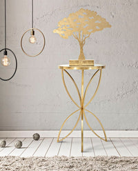 Tavolinetto Butterfly Ø35x60 cm in Ferro e Specchio Oro e Argento