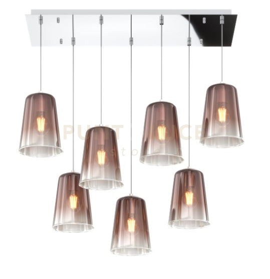 SOSPENSIONE CROMO RETTANGOLARE 7 LUCI RAME 1164CR-S7 R-RA