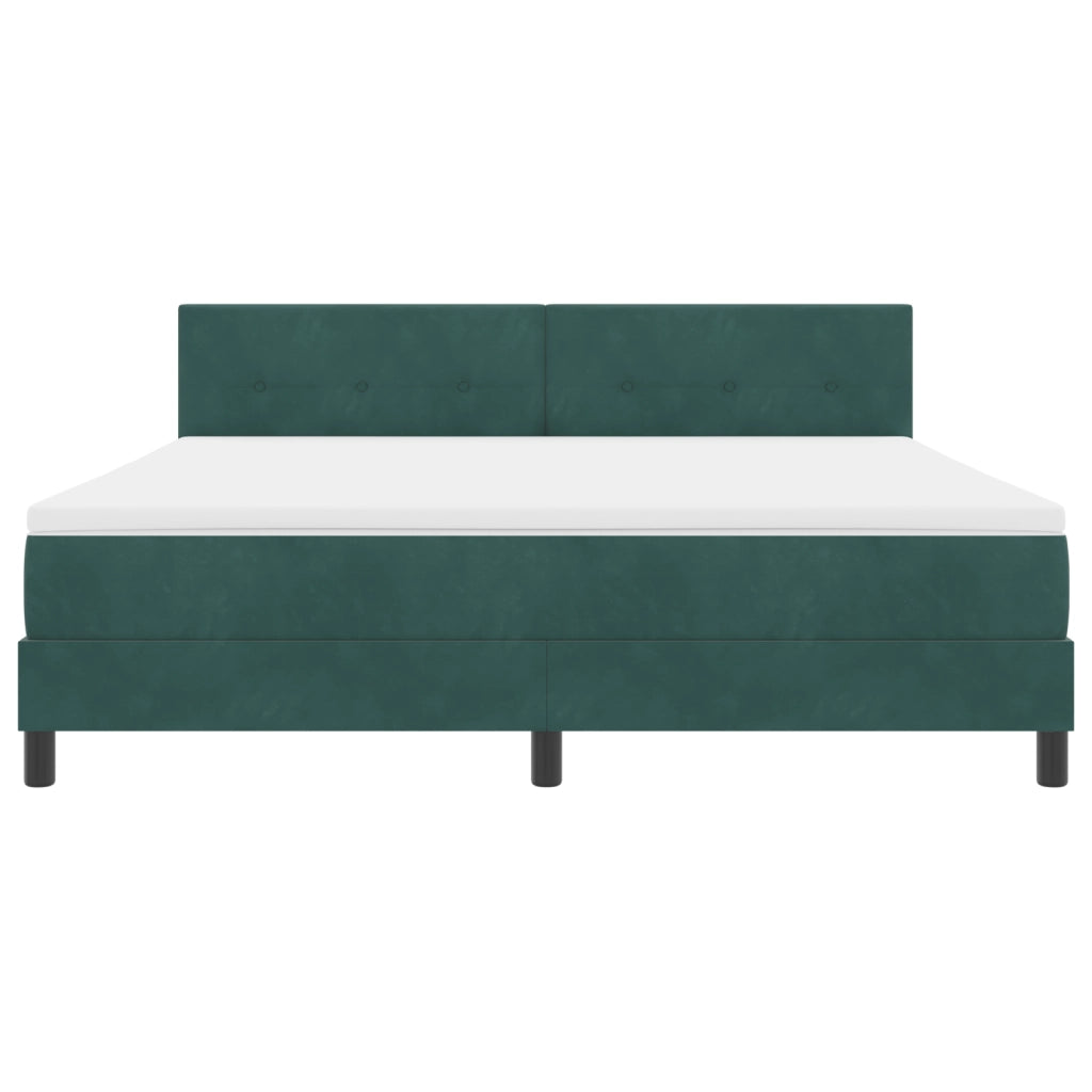 Letto con Rete a Molle e Materasso Verde Scuro Super King in Velluto