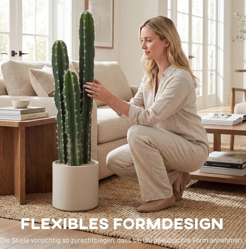 Pianta artificiale di cactus alta 95 cm con vaso decorativo, realistica, per interni