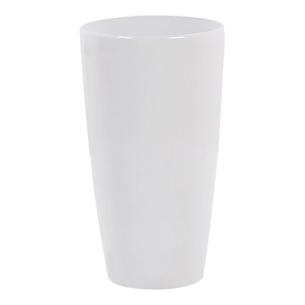 Vaso da fiori per piante da interno esterno miscela di pietra bianca lucido rotondo alto 32 cm