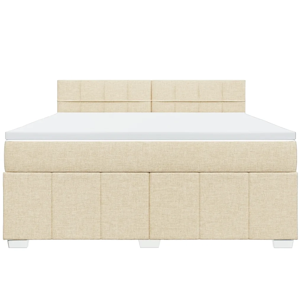 vidaXL Giroletto a Molle con Materasso Crema 180x200 cm in Tessuto