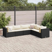Set Mobili da Giardino 6 pz con Cuscini in Polyrattan Nero 3308136