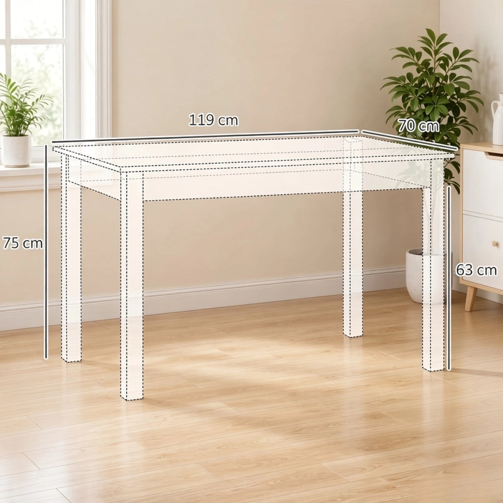 TAVOLO DA PRANZO Rettangolare 119x70 cm Legno Truciolare Eiche Bianco