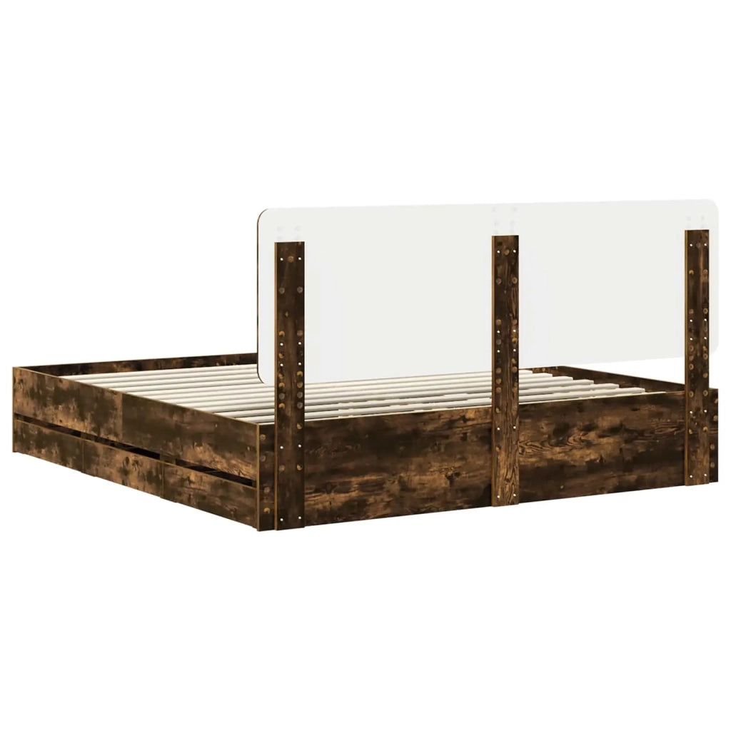 Struttura del letto con cassetto Rovere fumé 200 x 200 cm 3412564