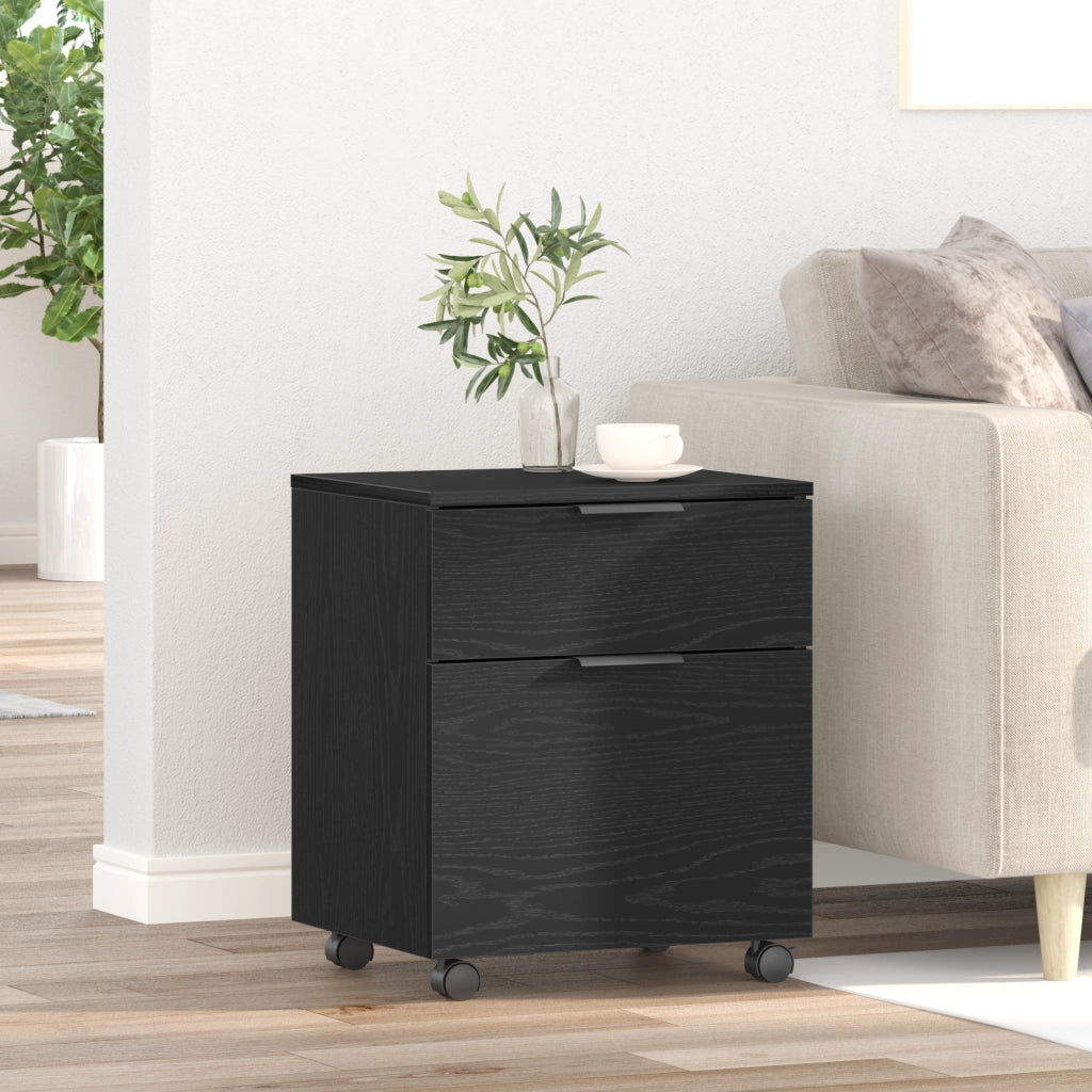 Armadio Mobile con Ruote  Nero Rovere 45x38x54 cm