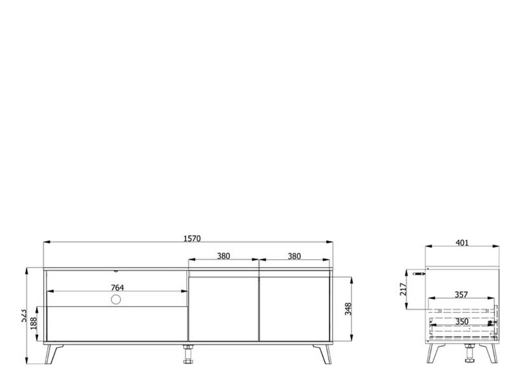 Scala, Mobile Porta tv un Cassetto, 157x40x52.5h cm Marrone Rovere Nodi