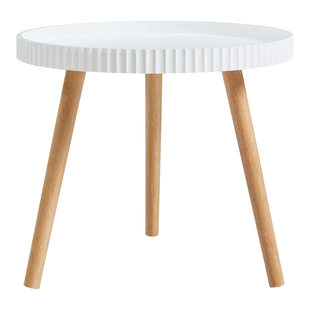 Tavolino Basso Bongard a Piano Rotondo Ø50 x 45 cm -  Bianco [en.casa]