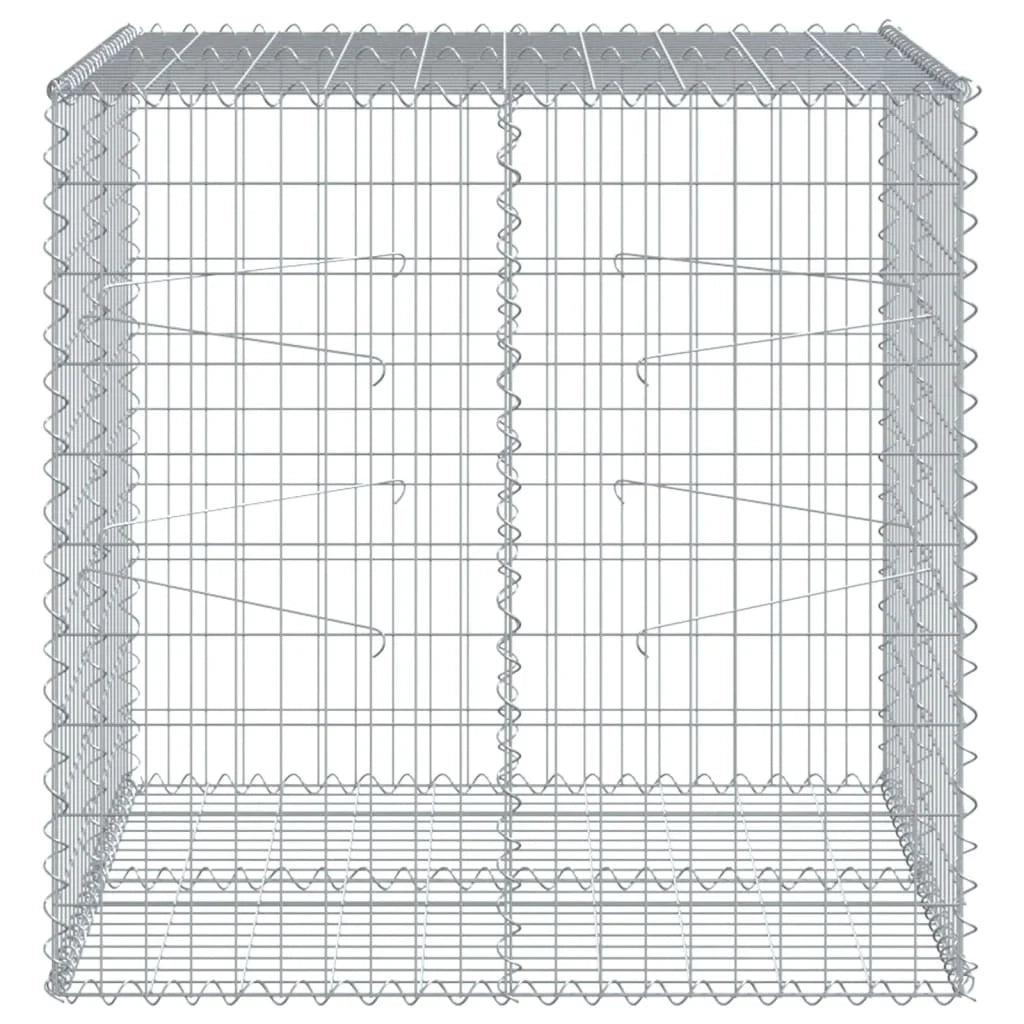 Gabbione recinto a gabbia muro di contenimento con coperchio 100 x 100 x 100 cm ferro zincato argento 02_0040104