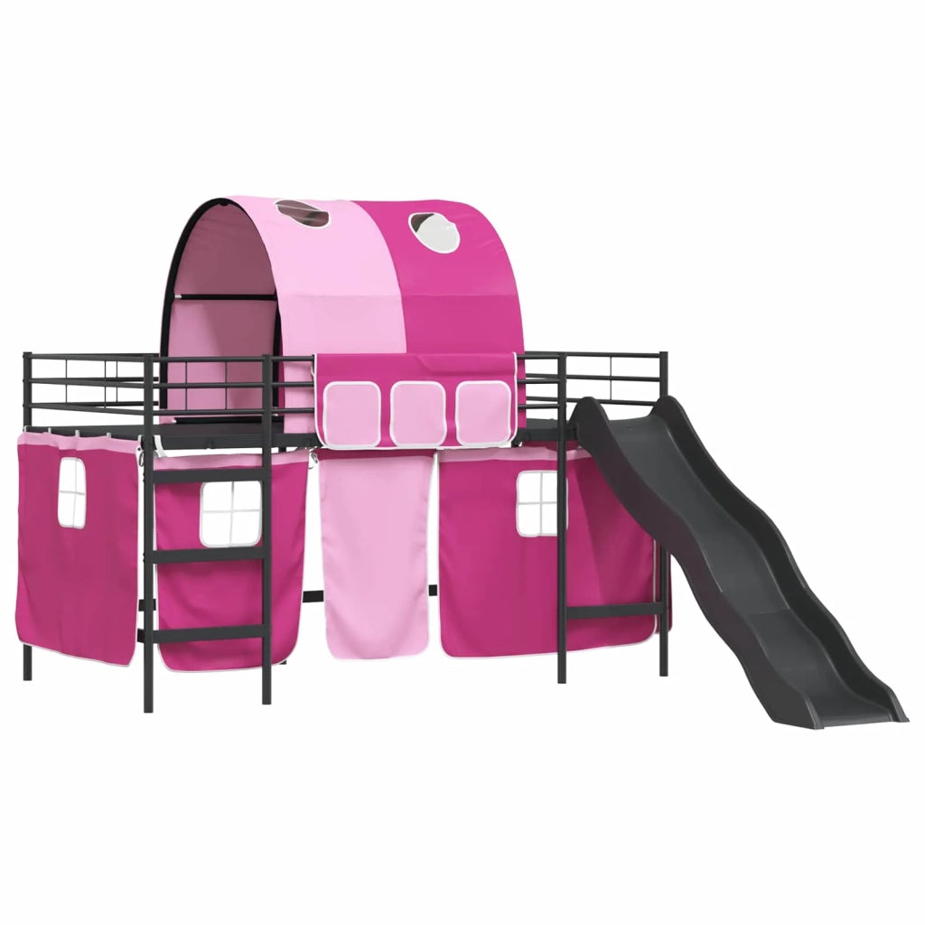 Struttura del letto loft per bambini-Giroletto per bambini Nero e rosa 100 x 200 cm 529429