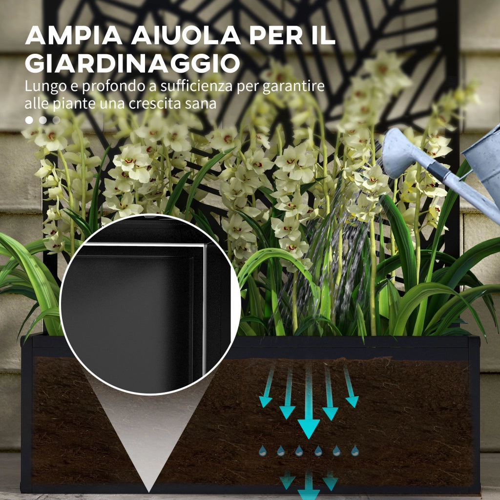 Fioriera Rialzata con Spalliera per Rampicanti ¨C zephmum ¨C Nero 61x23x113 cm