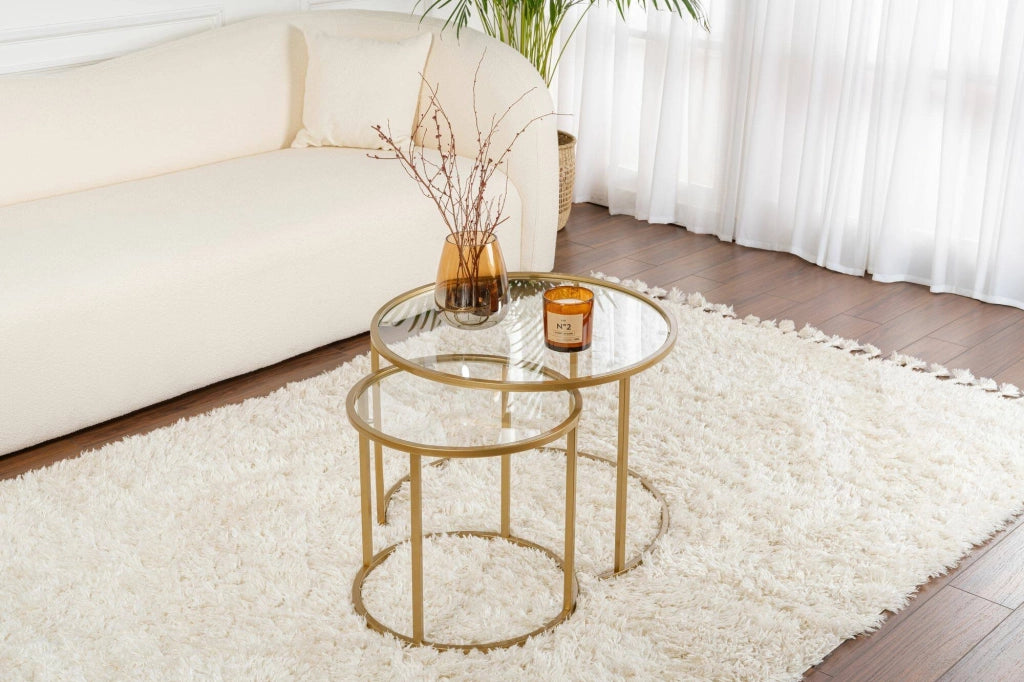 Xaden, Tavolino da Salotto set di 2 Tavolini Peso Massimo Supportato 10 kg, 60x60x43h cm oro