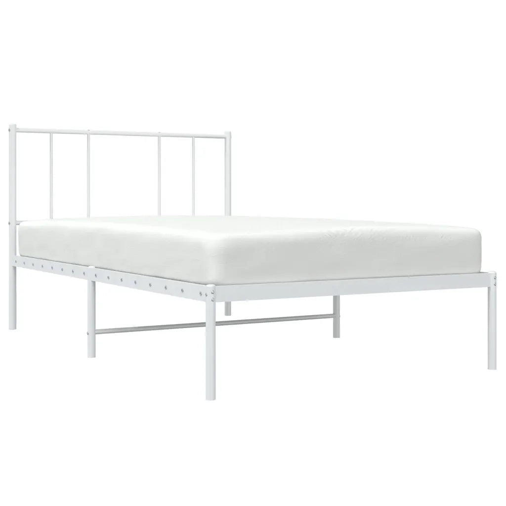 Giroletto con Testiera-Struttura Letto con testiera Metallo Bianco 90x190 cm 349407