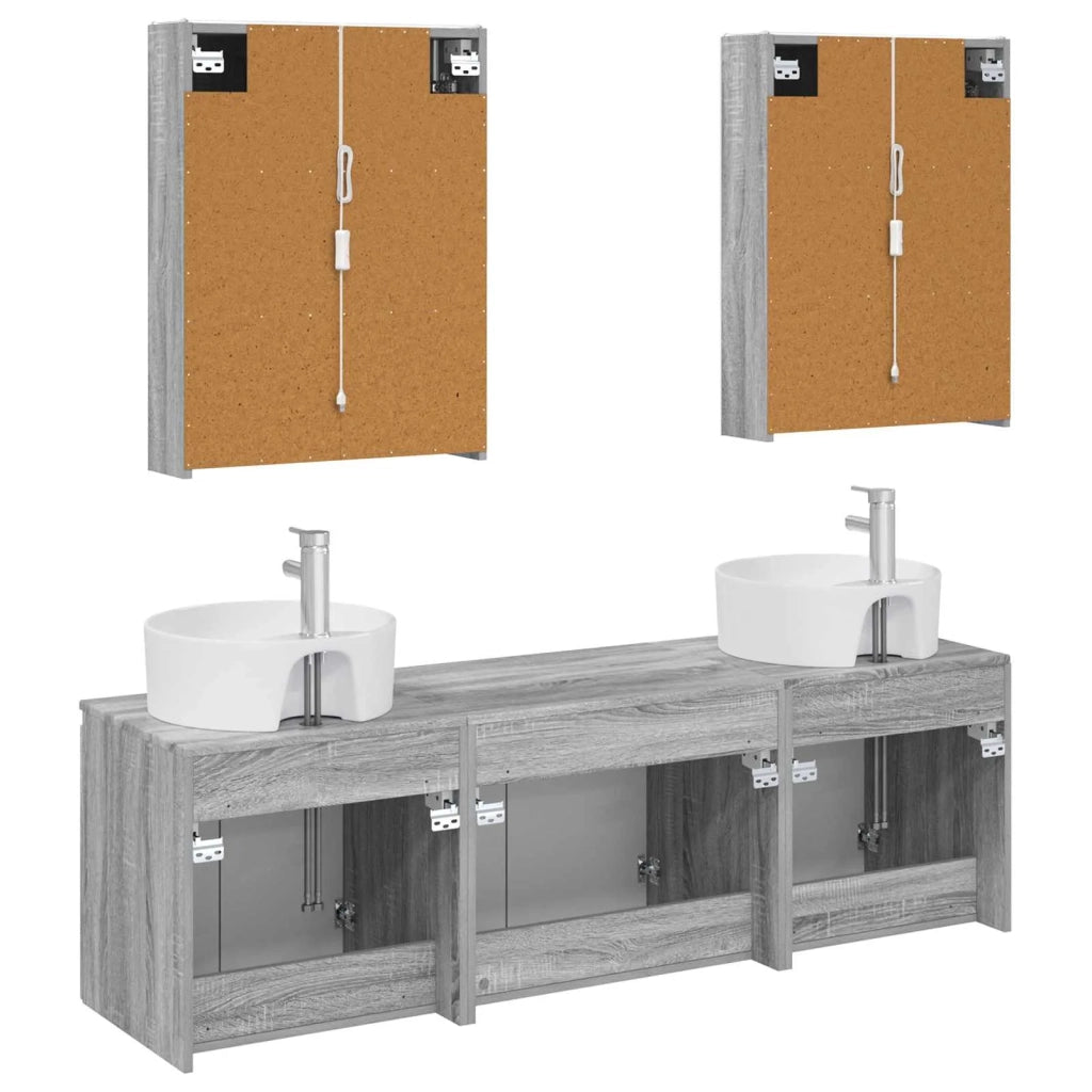 Set di Armadi da Bagno 5 pcs Sonoma grigio Legno ingegnerizzato 3406452