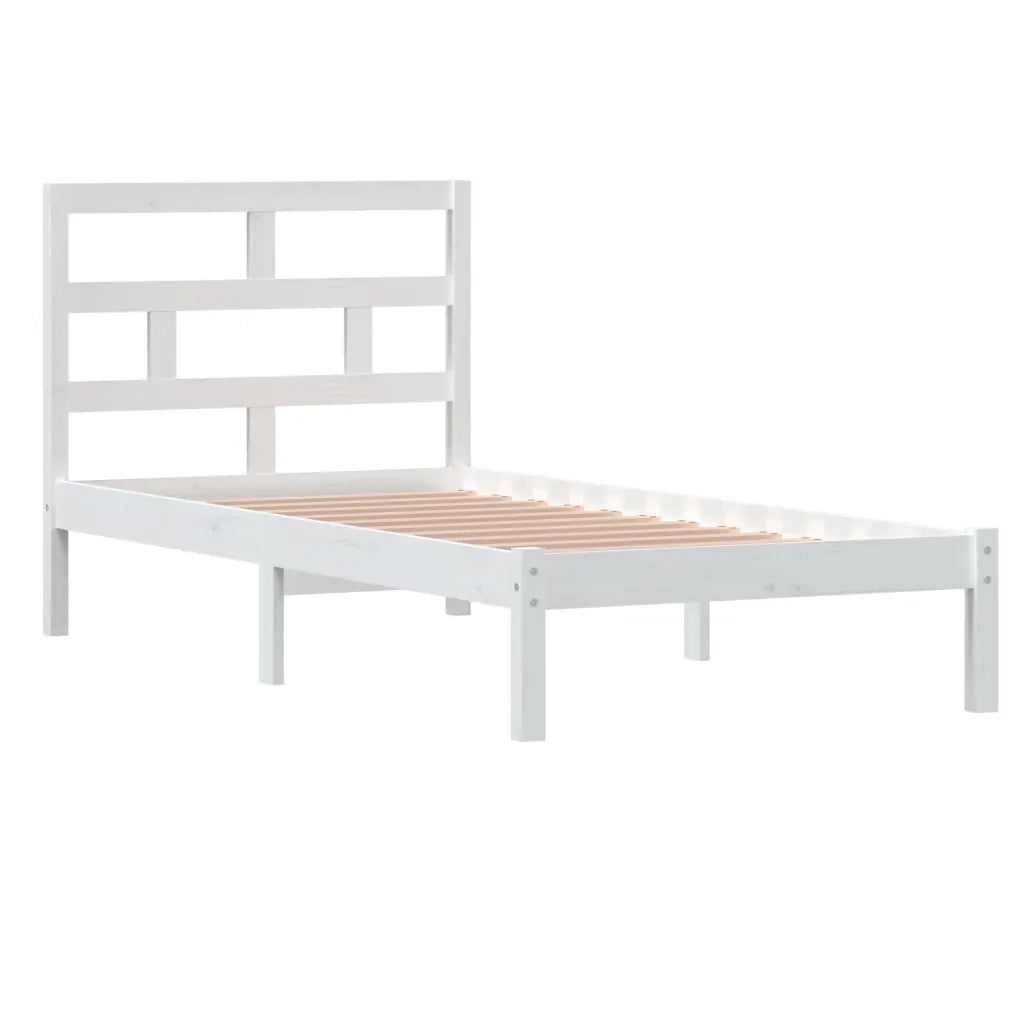 Giroletto-Struttura Letto Bianco 90x190 cm Single in Legno Massello 741918