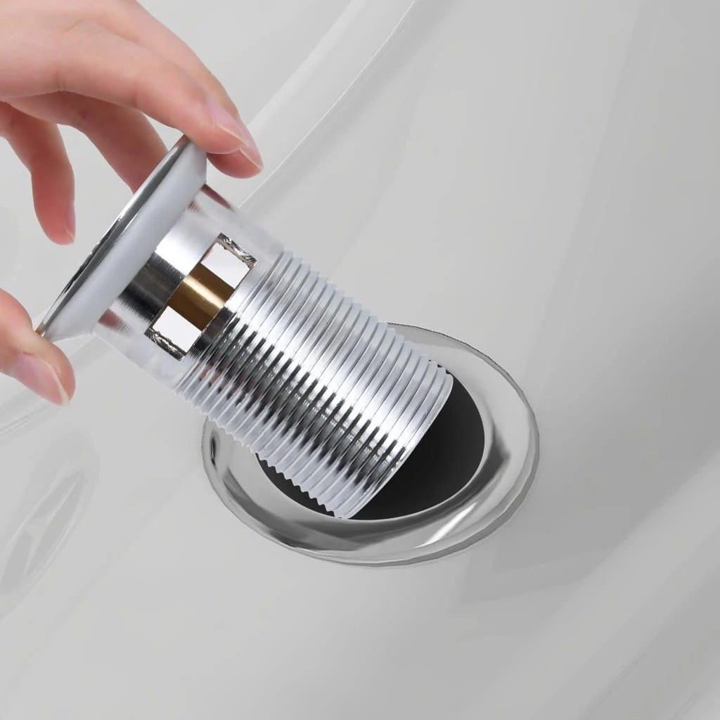 Piletta a pulsante argento senza troppo pieno 6,4 x 6,4 x 9,1 cm 02_0003487
