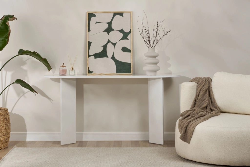 Cercino, Consolle un Ripiano, 150x35x75h cm Bianco