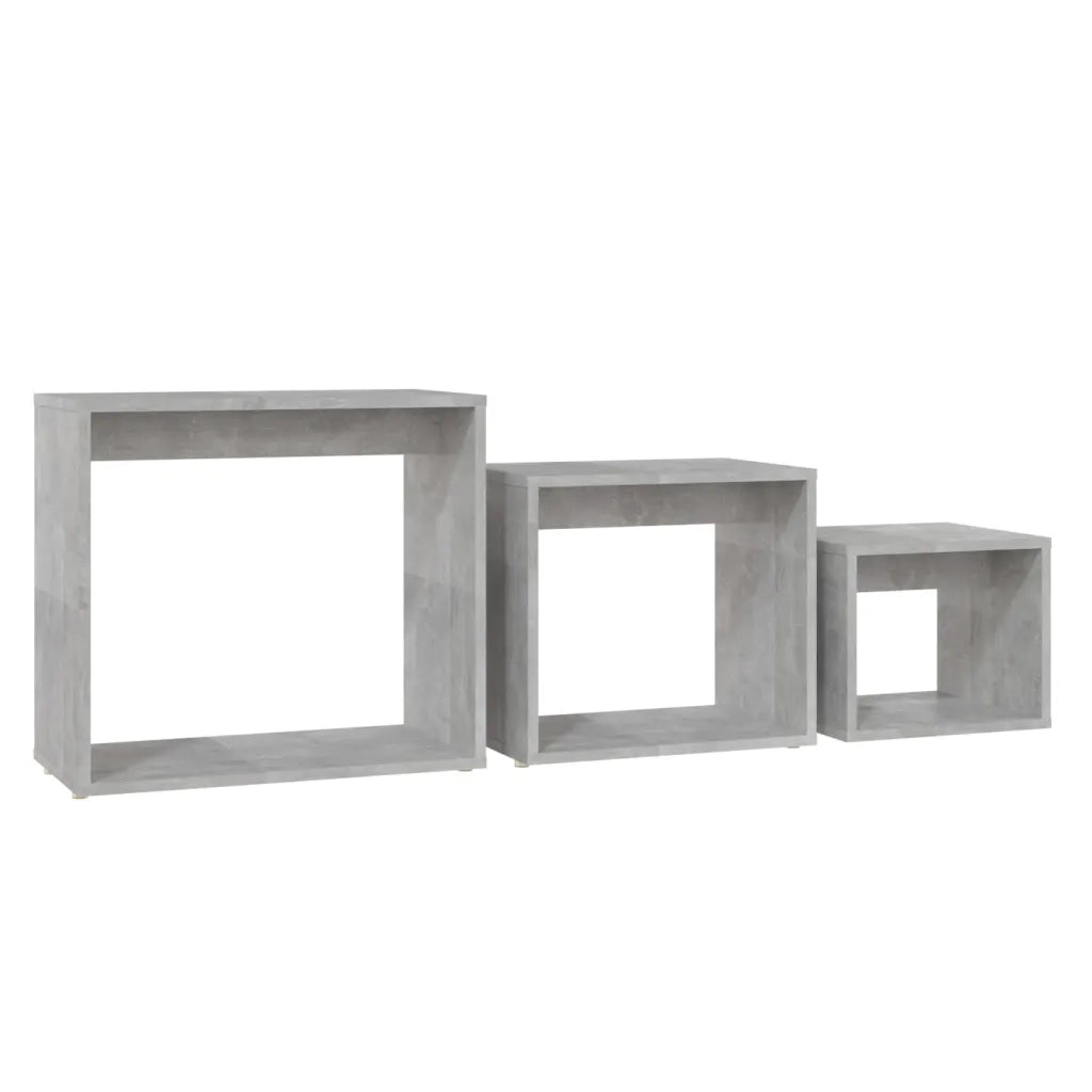 Tavolini Impilabili 3 pz Grigio Cemento in Truciolato