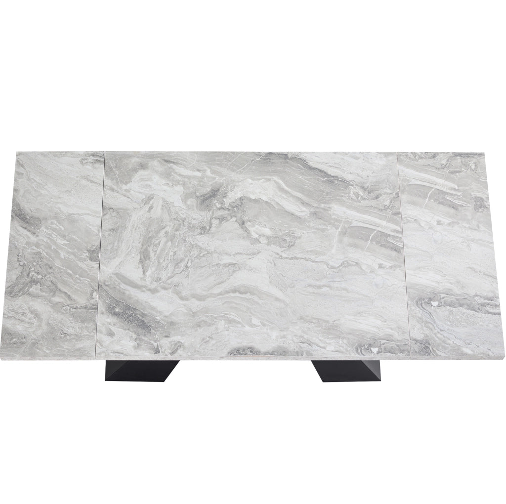 Set tavolo da pranzo allungabile con 4 sedie in velluto nero e grigio