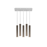 Lampadario Industrial-Minimal Xeana Metallo Bianco Bronzo 5 Luci Gu10