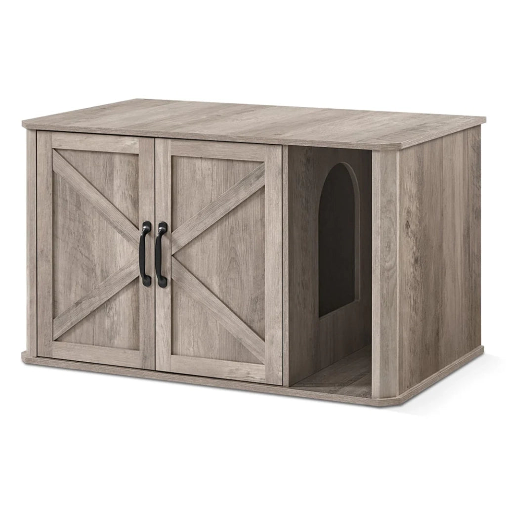 Mobiletto per lettiera per gatti arredamento moderno ingresso doppie ante maniglie cuccia per gatti tavolino laterale 85 x 485 x 50 cm grigio 12_0006513