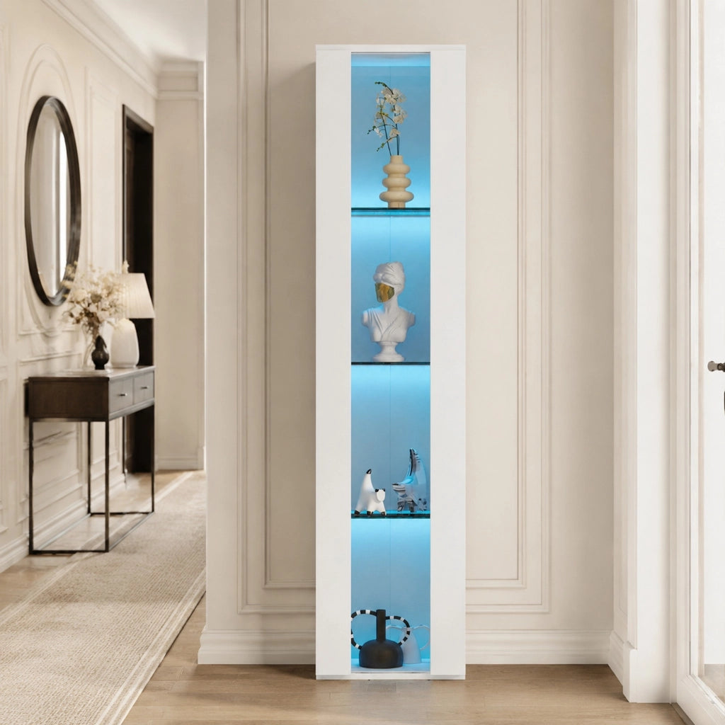 Vetrina per collezioni con 4 livelli e LED multicolore controllati da app bianca 40 × 29 × 170 cm