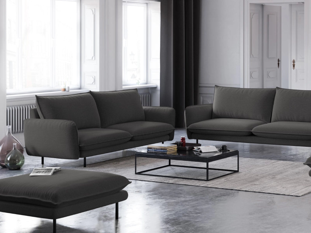 Cosmopolitan Design - Divano "Vienna" 2 posti in tessuto strutturato grigio scuro 