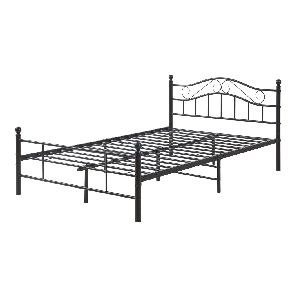Letto Piazza e Mezza Florenz in Acciaio con Testiera Alta Decorativa 120 x 200 cm Nero [en.casa]