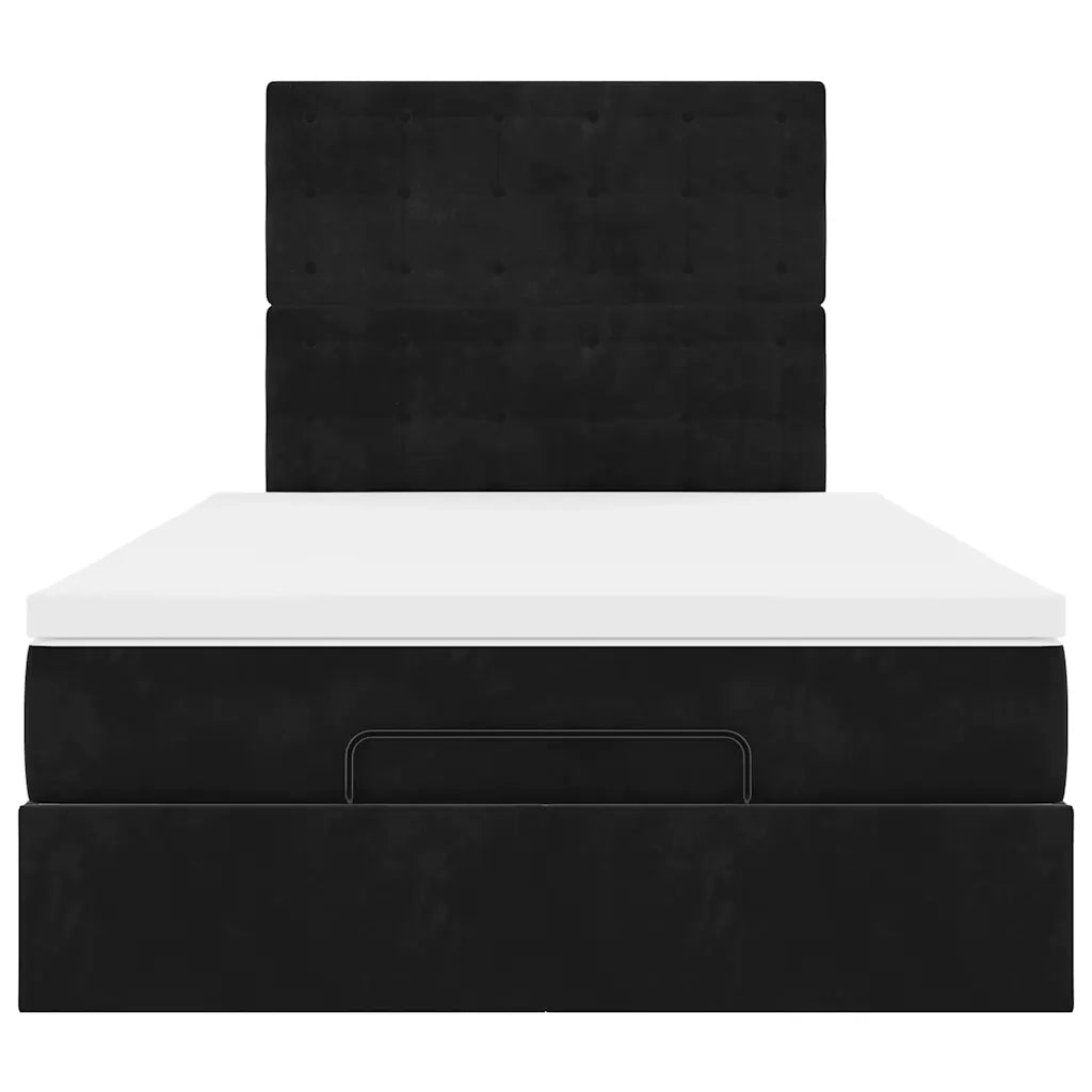 Struttura Letto Pouf con Materassi Nero 120x190 cm Velluto