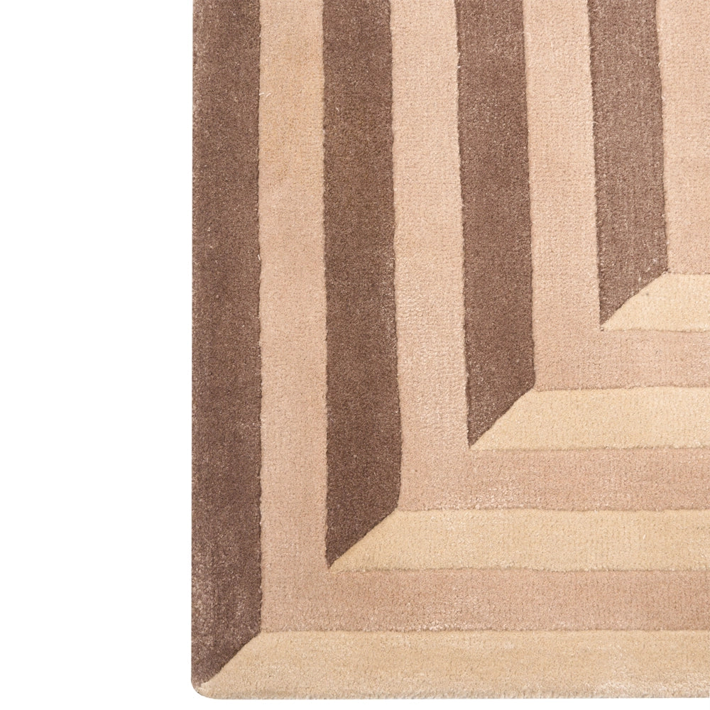 Tappeto beige in viscosa e lana, forma rettangolare, motivo geometrico, 160 x 230 cm, stile moderno, soggiorno
