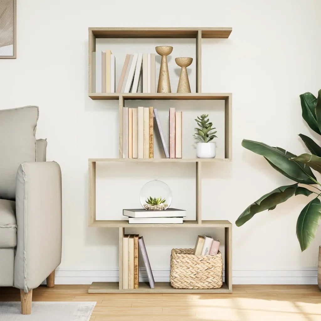 Libreria Divisorio 4 Ripiani Sonoma 70x24x129 cm in Truciolato 858104
