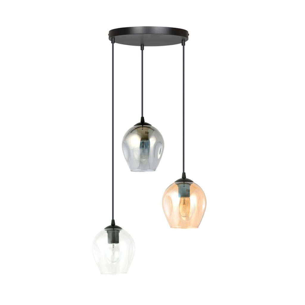 Lampada a sospensione ISTAR 3 con paralumi in vetro colorato