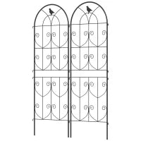 Supporto per Piante Rampicanti, Design con Uccellini, Set di 2 Griglie da Giardino per Verdure, Vite, Fiori, in Metallo, 50 x 150 cm, Nero