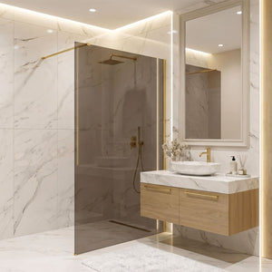 Parete Doccia Rea Flexi Brown / Brush Gold 90