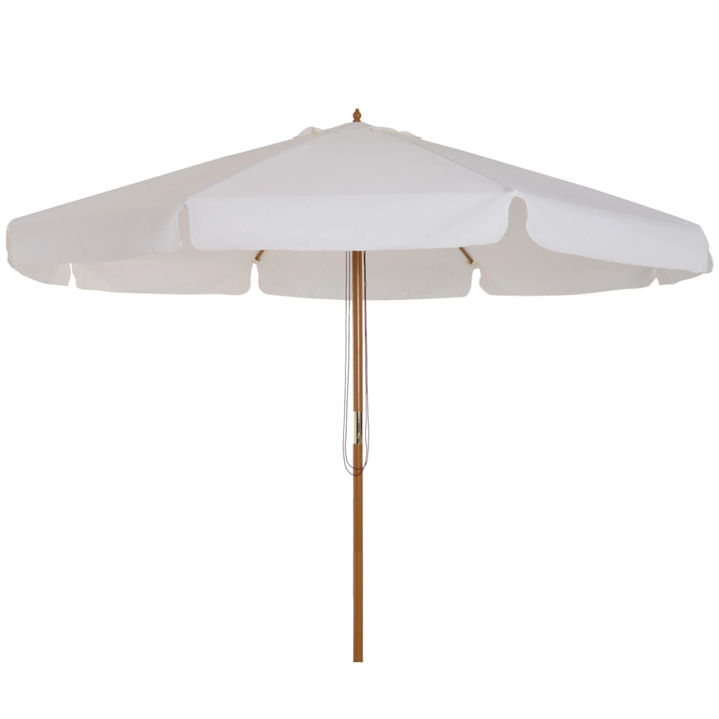 Ombrellone da Giardino con Doppio Tettuccio, in Legno di Bamb¨´ e Poliestere, ?325x250 cm, Crema