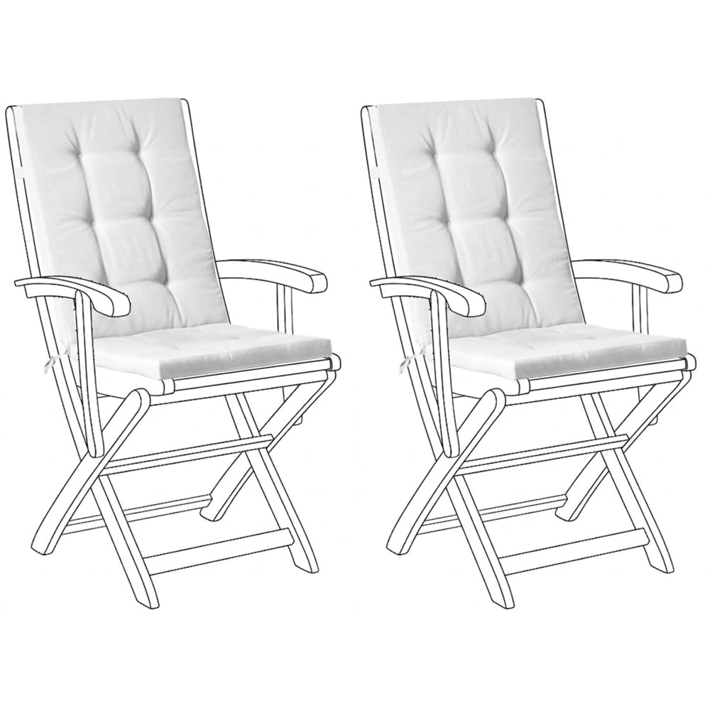 Set di 2 cuscini per sedute e schienale da esterno con lacci bianco stile elegante giardino