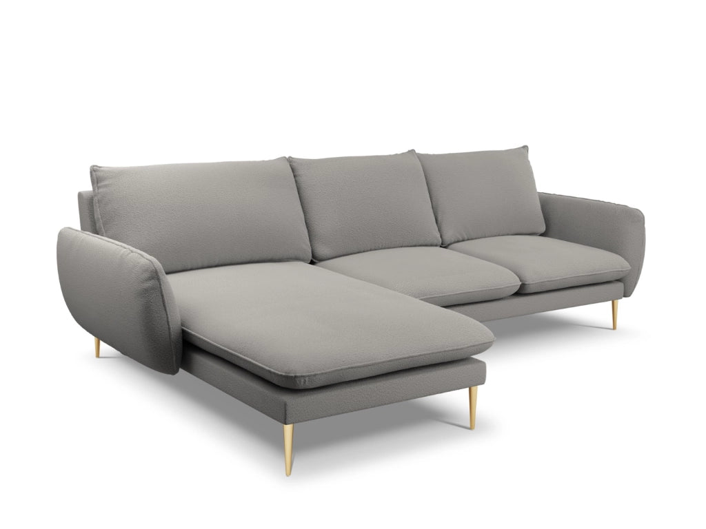 Cosmopolitan Design - Divano angolare sinistro "Vienna" 5 posti in bouclé grigio 