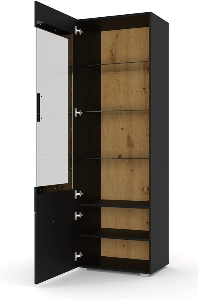 MOBILE CREDENZA SOGGIORNO ANETTE 60x44x190cm NERO OPACO ROVERE