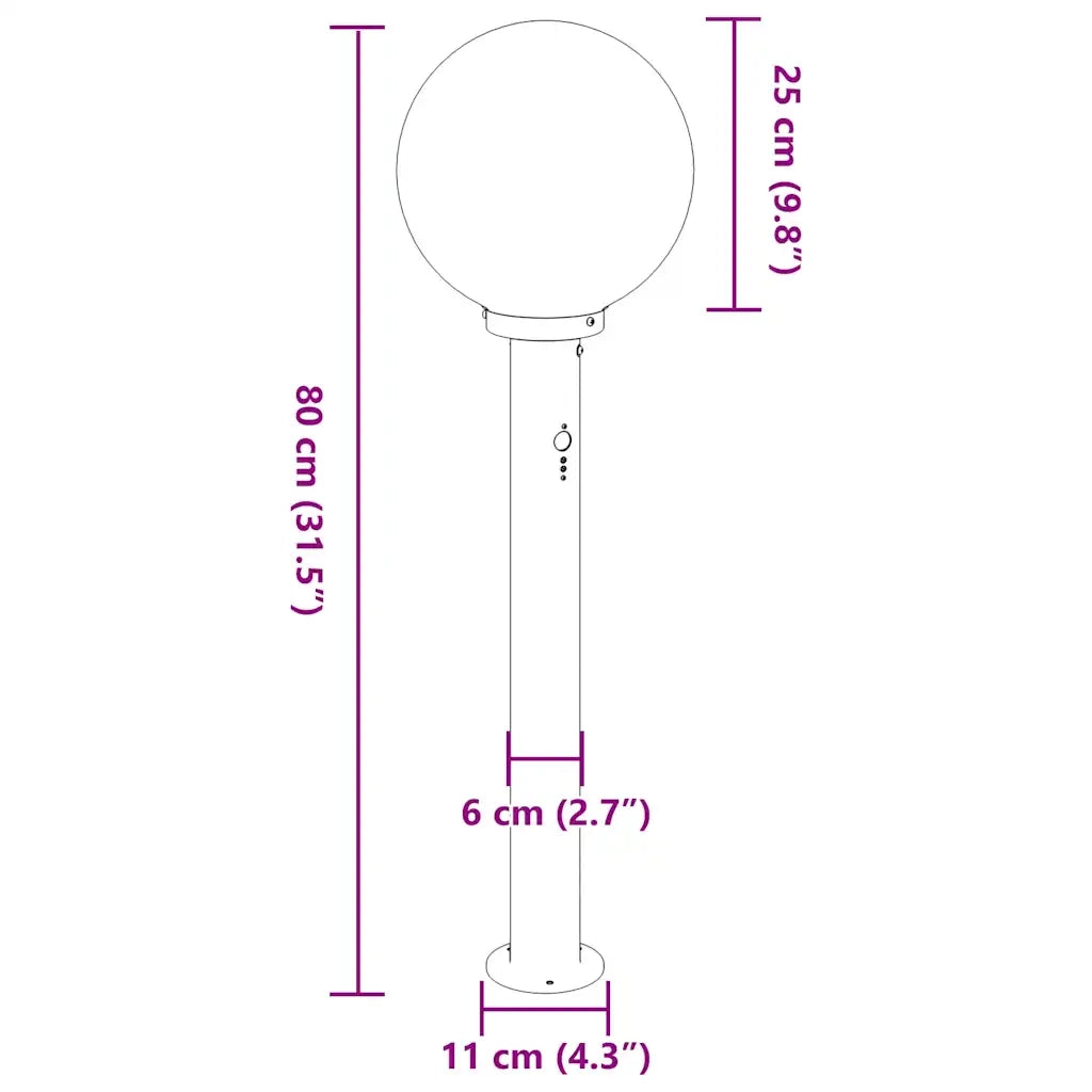 Lampada a paletto con sensore 80 cm Acciaio Inox IP44 4006099